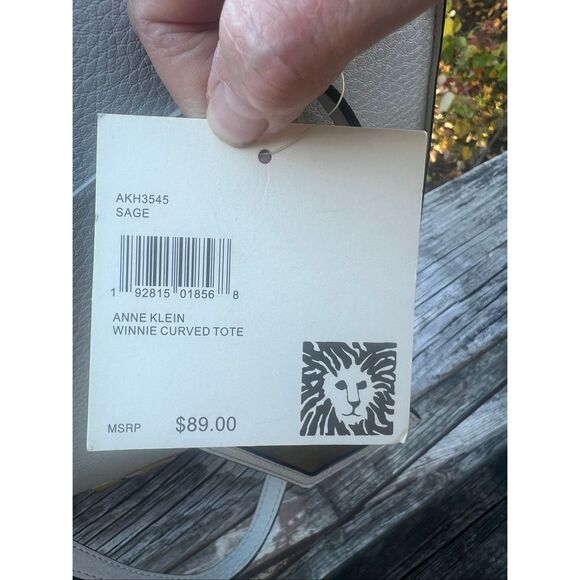 Ann Klein Winnie Curved Tote Gray Grained Bag NWT - Picture 7 of 8